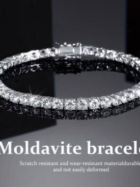 925 Sterling Silver 4.8Mm Moissanite Tennis Bracelet, Sparkling Jewelry- 8 in